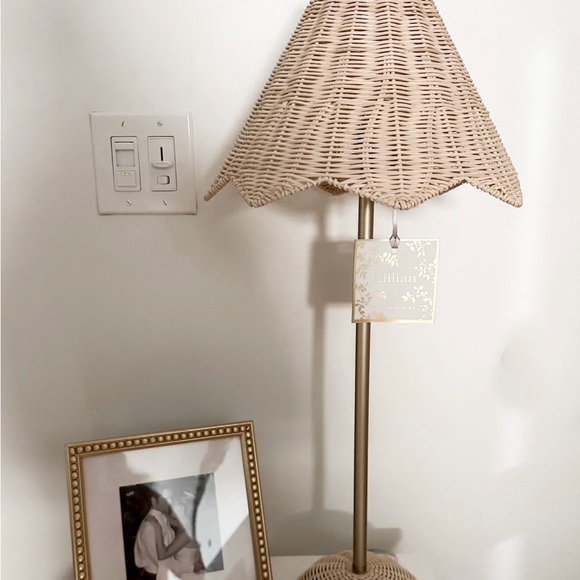 Lillian August Wicker Scalloped Parasol Lamp - Picture 2 of 2